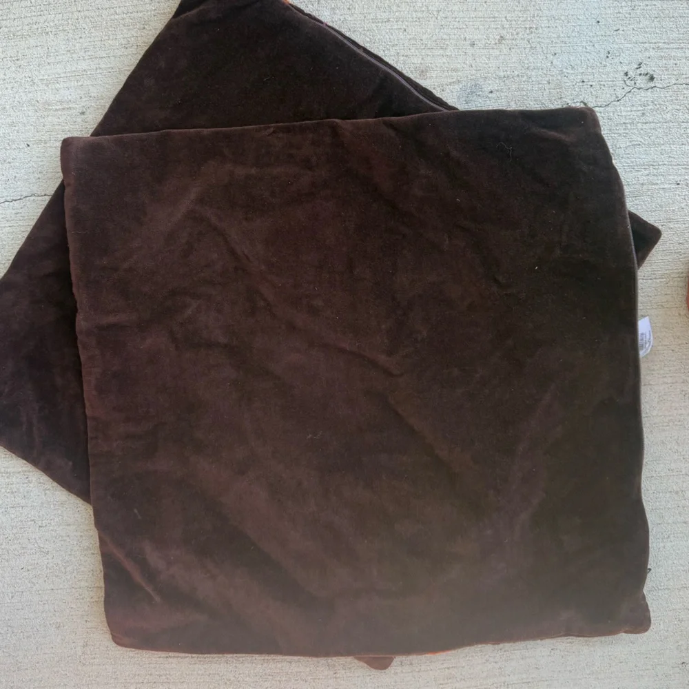 Crate & Barrel Brown Floral Throw Pillow Sham Cover Set, 18x18